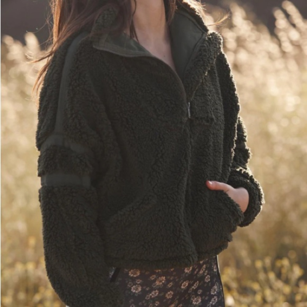 Free People, Women's Black Sherpa Jacket